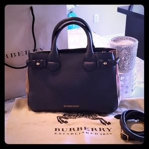 Burberry Small Banner Housecheck Leather Tote